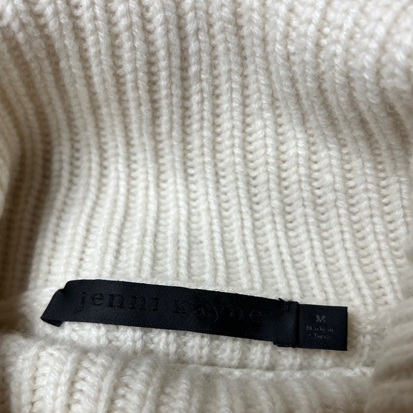 JENNI KAYNE Ribbed Cashmere Turtleneck Sweater In Ivory Size M - Picture 10 of 10